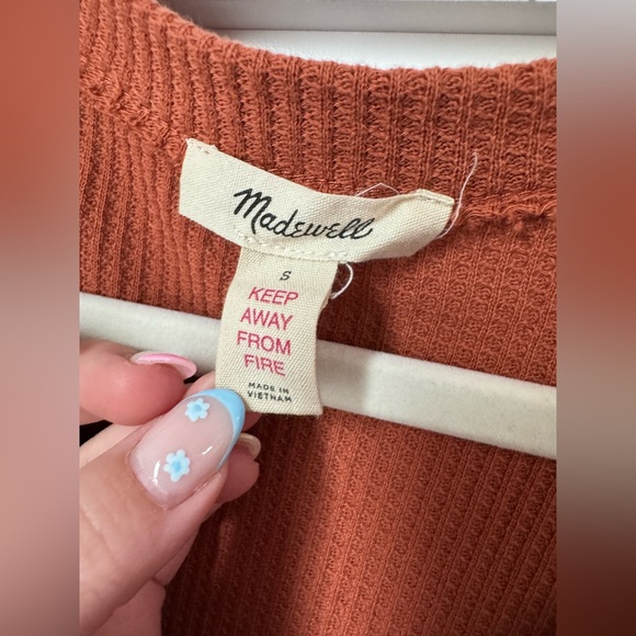 Madewell Women’s Rust Long Sleeve Henley Top size S - Picture 3 of 5